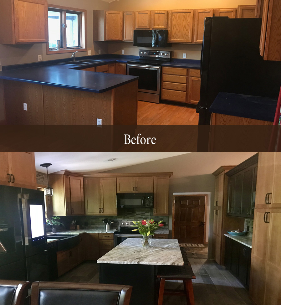 before and after custom kitchen remodel - image