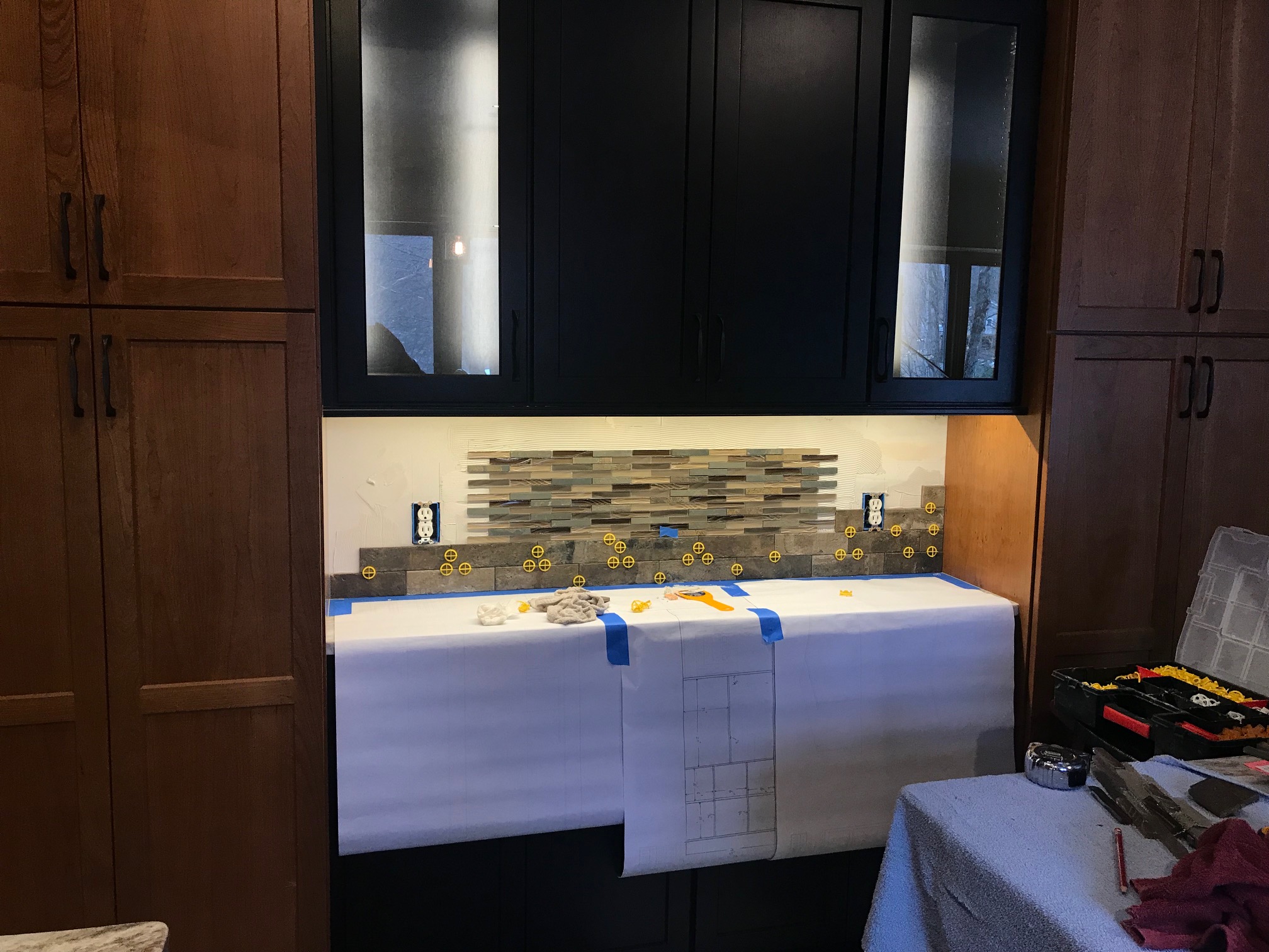 custom kitchen backsplash process - image