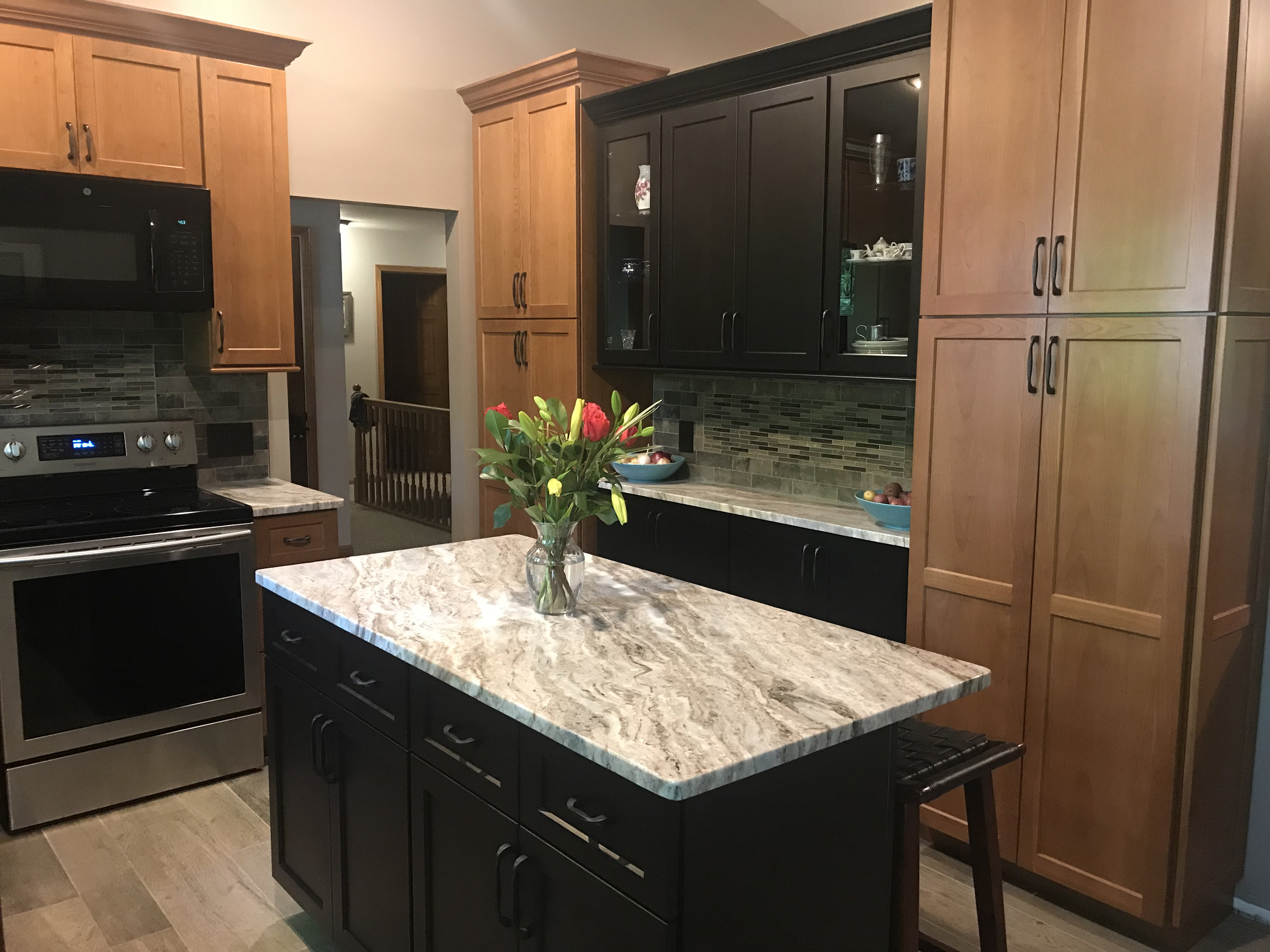 custom kitchen multi color cupboards - image